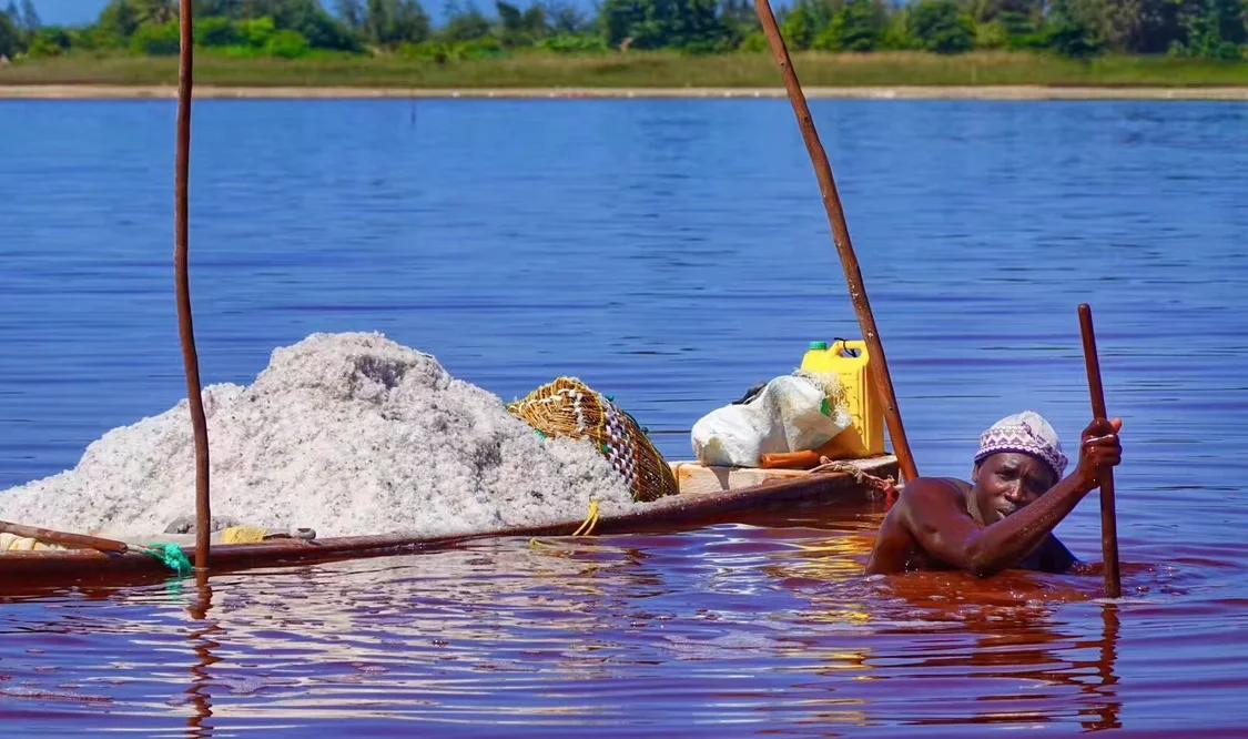 Senegalese Lake *, men salvage in the lake shirtless every day, it turns out that there is this at the bottom of the lake